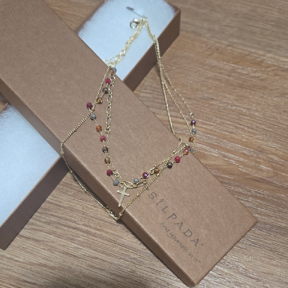 Silpada Gold Multi-Color Beaded Necklace